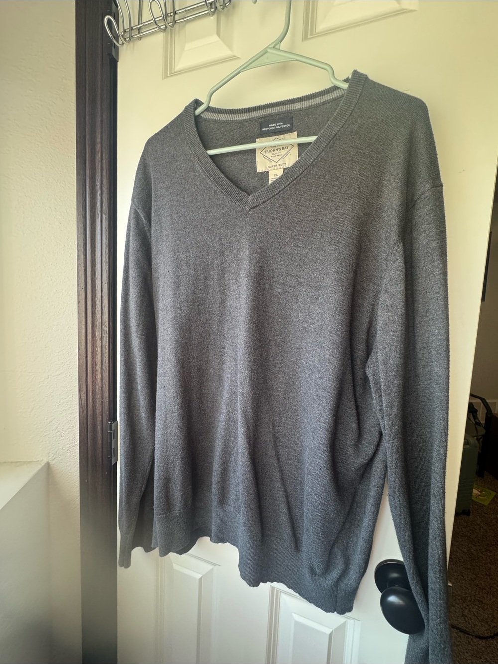 St. John's Bay Men's Charcoal Gray V-Neck Sweater